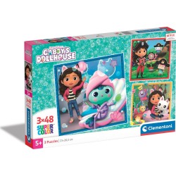 Clementoni παιδικό παζλ super color gabbys dollhouse 3x48 τμχ 1200-25300 8005125253005